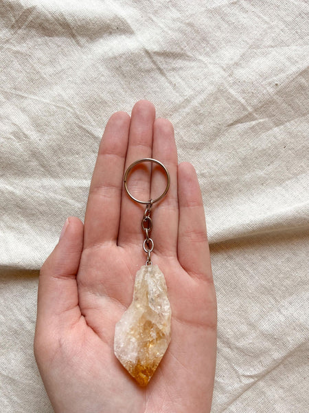 Citrine Raw Key Ring