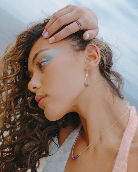 I Am Calm Earrings | Amethyst - The Wong Way