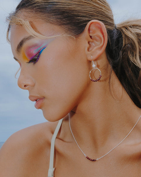 I Am Strong Earrings | Garnet - The Wong Way