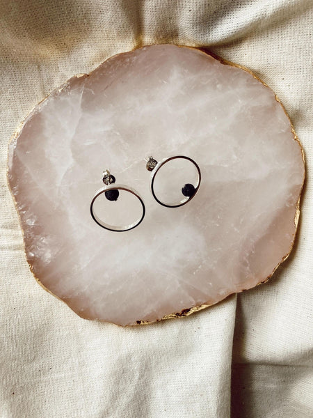 Mini Saturn Earrings - black - The Wong Way